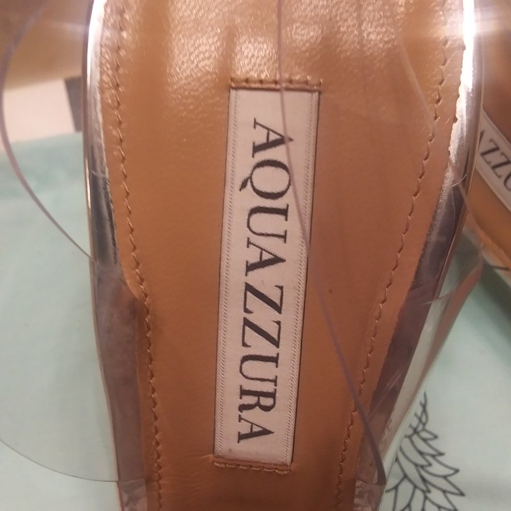 Aquazzura So Nude 105mm Metallic Plexi See-Through Sandals. Size 39. New. - Picture 8 of 11